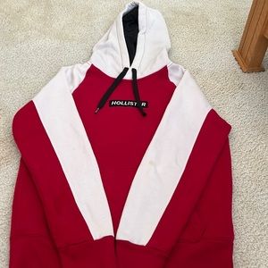 Hollister, Red and White hoodie, lightly used, good quality
